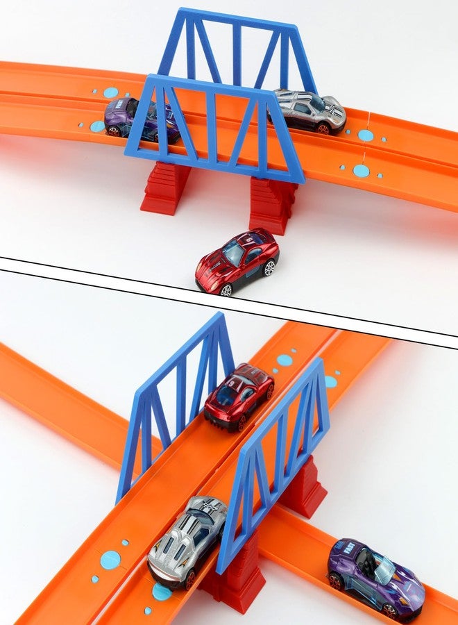 WSBXBB Bridge Double Lane Compatible with hot Wheel Track (Bridge Only) Red & Blue - Image 3